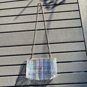 Holographic Crossbody Bag; Magnetic Snap Closure; Minor/No Visible Ware; 6x8in